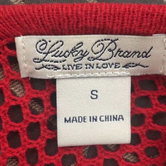 Lucky brand Red knit cardigan with open weave design - Picture 3 of 9